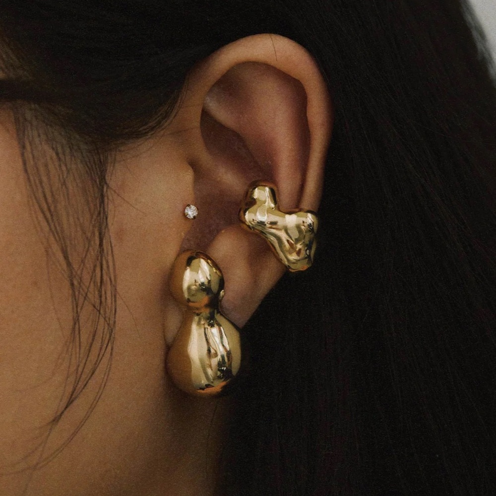 Faris Sculptural 14k Gold-Plated Bolo Earring